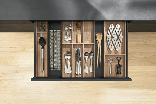 AMBIA-LINE Besteckeinsatz, für LEGRABOX/MERIVOBOX, Holzdesign, 7 Besteckfächer, NL=600 mm, Breite=300 mm